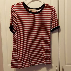 Red, white and black striped shirt